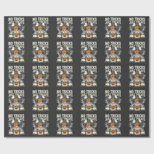 Papel De Regalo Perro Lindo Halloween Sin Trucos Solo Golosinas_1