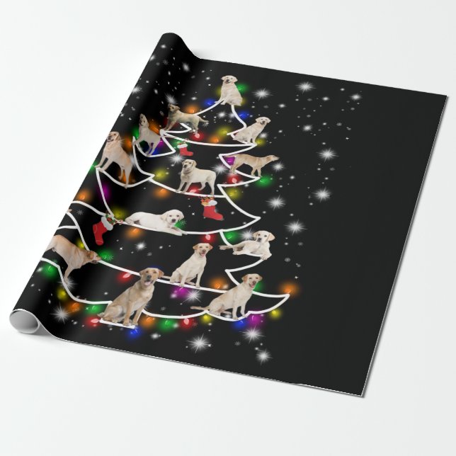 Papel De Regalo Perro Lover| Árbol de Navidad Labrador (Desenrollado)