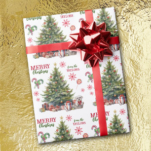 Papel De Regalo Perro maltés blanco bajo el árbol de Navidad
