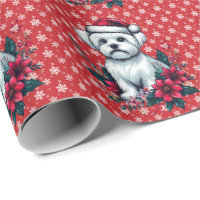 Perro maltés floral festivo con perro de navidad d