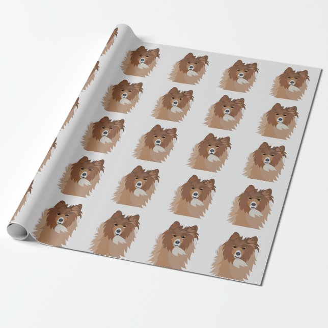 Papel De Regalo Perro Mascota Sheltie Perro  (Desenrollado)