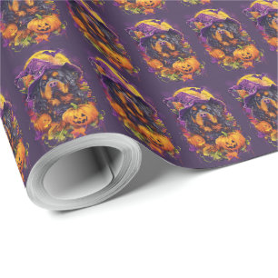 Papel De Regalo Perro mastín tibetano espeluznante bruja de Hallow