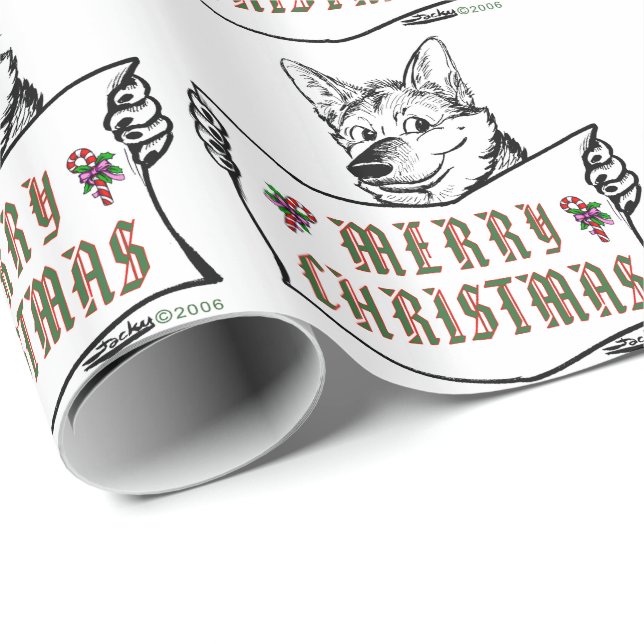 Papel De Regalo Perro navidad: ¡Feliz Navidad! (Esquina del rollo)