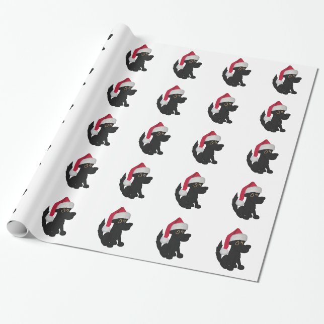 Papel De Regalo Perro negro del navidad (Desenrollado)