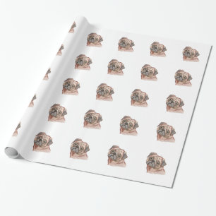 Papel De Regalo Perro negro pintado a mano lindo del barro amasado