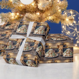 Papel De Regalo Perro oliendo galletas de azúcar de Navidad