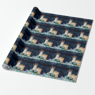 Papel De Regalo Perro Papillon Halloween Camión Noche Espeluznante