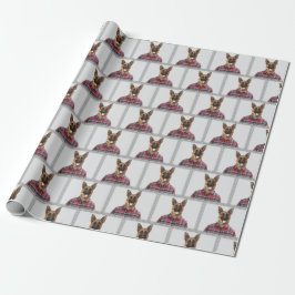 Papel De Regalo Perro pastor alemán a cuadros