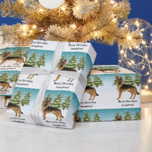 Papel De Regalo Perro pastor alemán de color negro y fuego en el b
