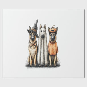 Papel De Regalo Perro pastor alemán fantasma de Halloween