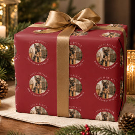 Papel De Regalo Perro Pastor Alemán La vida es mejor Rojo Navidad
