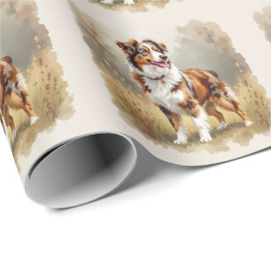 Papel De Regalo Perro Pastor Australiano Rojo Merle Aussie