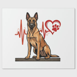 Papel De Regalo Perro pastor belga latido de corazón pata corazón