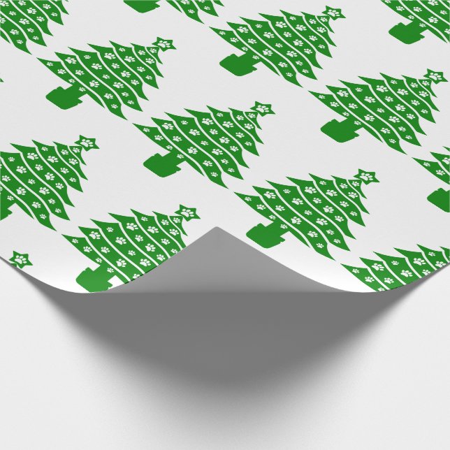 Papel De Regalo Perro Paw Imprimir árbol verde de Navidad (Esquina)
