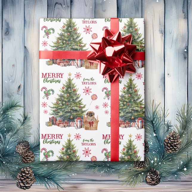 Papel De Regalo Perro pekingés bajo el árbol de Navidad (Subido por el creador)