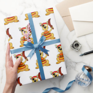 Papel De Regalo Perro Pirata Divertido con Espada de Juguete