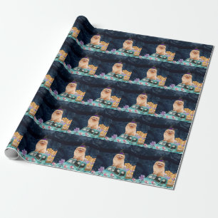 Papel De Regalo Perro Pomerania Halloween Camión Noche Espeluznant