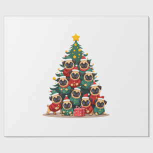 Papel De Regalo Perro Pugs Árbol de Navidad Cute Xmas (2)