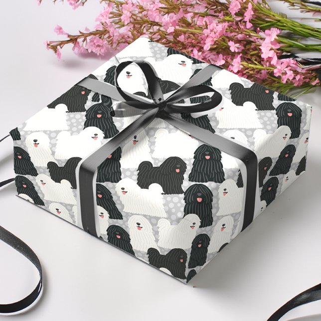 Papel De Regalo Perro Puli Cuece Punto de Polka Blanco y Negro (Subido por el creador)