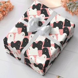 Papel De Regalo Perro Puli Cute Punto Polka Rosa