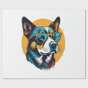 Papel De Regalo Perro retro con gafas de sol