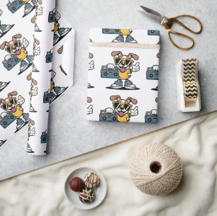 Papel De Regalo Perro Retro Hip Hop: Cool Cartoon Puppy 