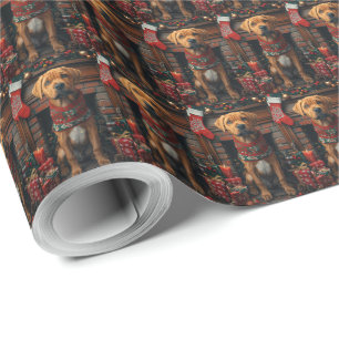 Papel De Regalo Perro Ridgeback Rodesiano Con Regalos De Navidad