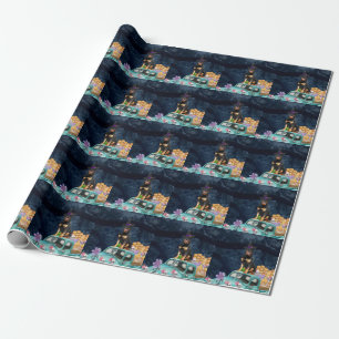 Papel De Regalo Perro Rottweiler Camión de Halloween Noche Espeluz