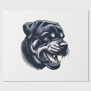 Papel De Regalo Perro Rottweiler Enojado Arte de Perro Guardián Au