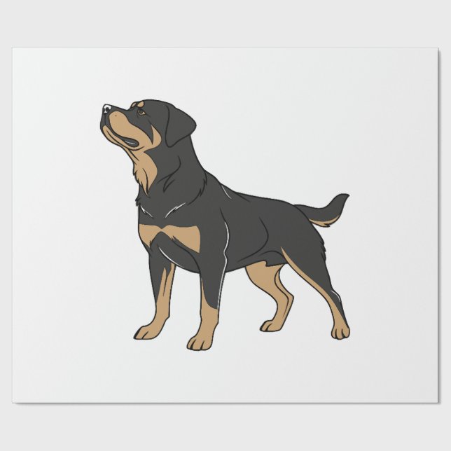 Papel De Regalo Perro Rottweiler, Perro Rottweiler de pie (Superficie plana)