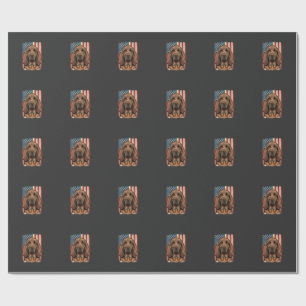Papel De Regalo Perro Sabueso Patriótico Arte de la Bandera Americ