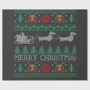 Papel De Regalo Perro salchicha Dachshund feo de Navidad Camiseta 