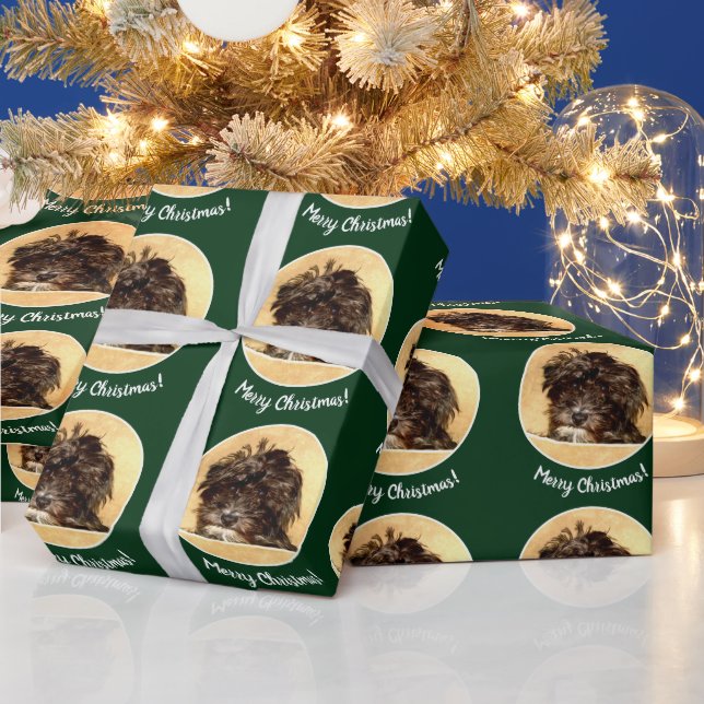 Papel De Regalo Perro Schnoodle Verde (Vacaciones)