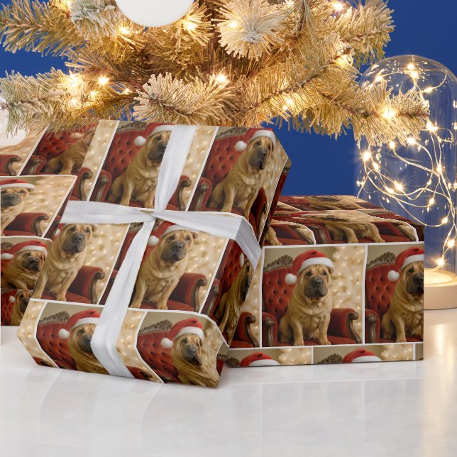 Papel De Regalo Perro Shar-pei de Navidad (Vacaciones)
