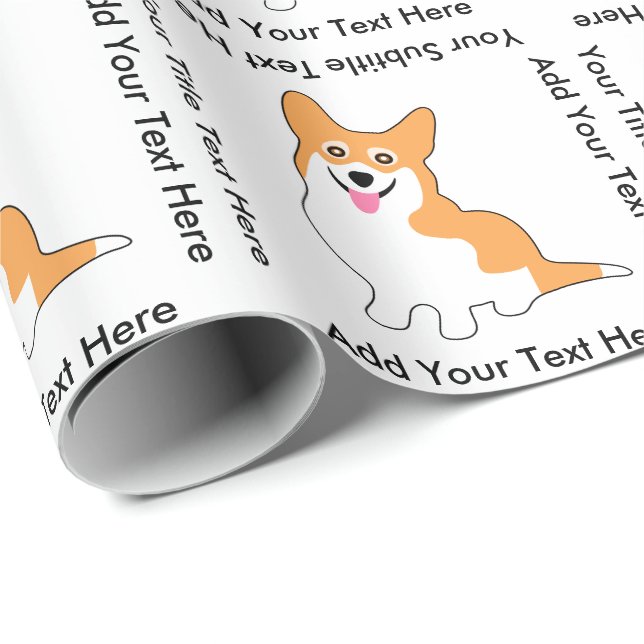 Papel De Regalo Perro sonriente lindo del Corgi Galés del Pembroke (Esquina del rollo)