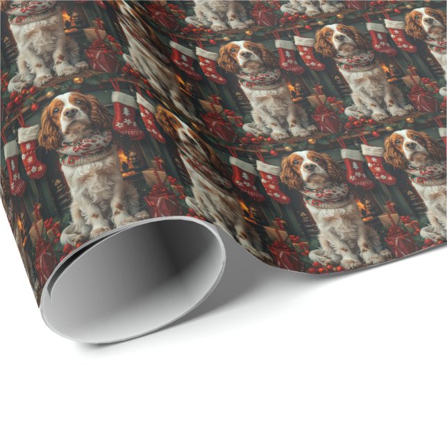 Papel De Regalo Perro Springer Spaniel con chimenea de regalo para (Esquina del rollo)