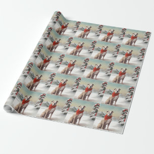 Papel De Regalo Perro Staffordshire Americano en Navidad con Nieve