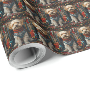 Papel De Regalo Perro Terrier Tibetano con regalos de Navidad Chim