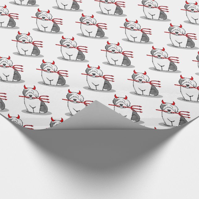 Papel De Regalo Perro travieso viejo inglés malvado (gris 1) (Esquina)