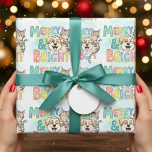 Papel De Regalo Perro y gato lindo merry y brillante