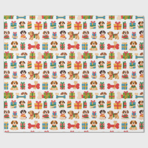 Papel De Regalo Perro Y Hueso Regalo Colorido Navidad