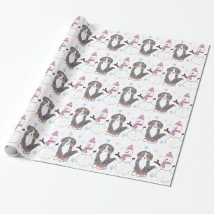 Papel De Regalo Perro y muñeco de nieve de la montaña de Bernese