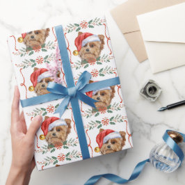 Papel De Regalo Perro Yorkshire Terrier Santa Navidad