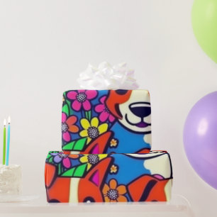 Papel De Regalo Perros adorables perros coloridos ambiente de masc