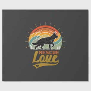 Papel De Regalo Perros Amor Rescate Árboles Atardecer Retro