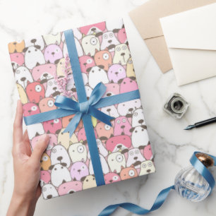Papel De Regalo Perros apilados rosados rosados