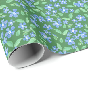 Papel De Regalo Perros azules brillantes personalizados en floral 
