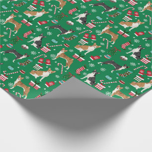Papel De Regalo Perros Basenji Navidad Cañas de Caramelo Patrón Ve