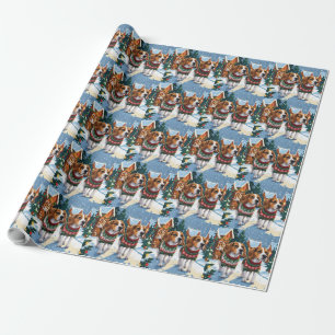 Papel De Regalo Perros Beagle Navidad Nieve Fiesta