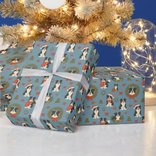 Papel De Regalo Perros Cute Border Collie de Navidad Fiesta